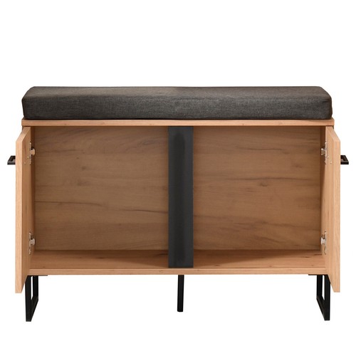 MOBILE INGRESSO PANCA CONTENITORE CON CUSCINO MODERNO DESIGN JANET ROVERE NERO - Foto 4 di 4