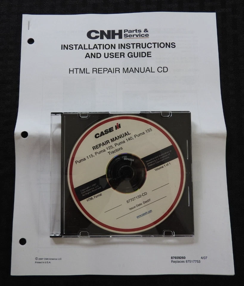 2008-11 Case IH Puma 115 125 140 155 Tractor Service Repair Manual Set on CD/DVD - Image 3 of 4