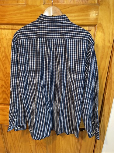IZOD Mens Sz Large Shirt Button Down Casual Dress Long Sleeve Blue Orange Plaid - Picture 3 of 3