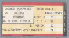 Bob Probert FIGHTS Bob McGill  Joe Kocur Stu Grimson Ticket Stub 11-29-1990 Hawk