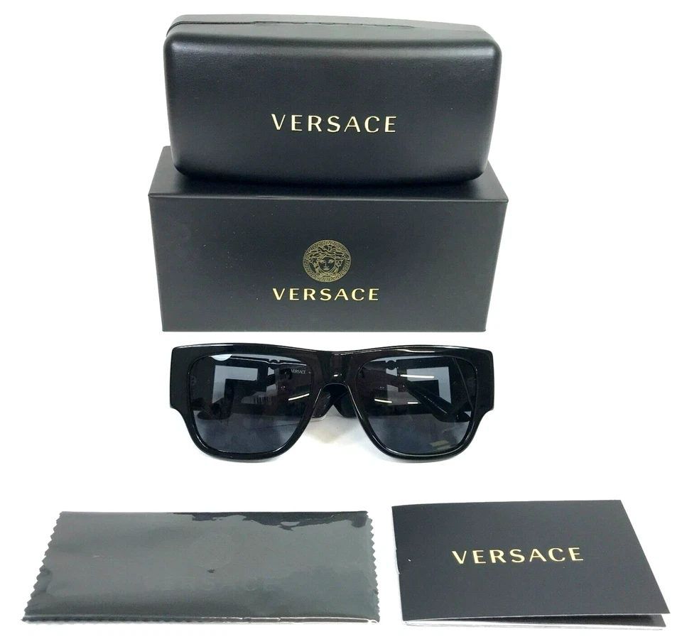 Gafas de sol Versace MOD.4403 GB1/87 pulidas negras doradas logotipo de Medusa con lentes grises Foto 2 de 4