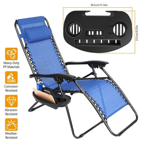 Zero Gravity Lounge Chair Cup Holder Utility Beverage Slots Clip On Side Tray - Picture 4 of 9