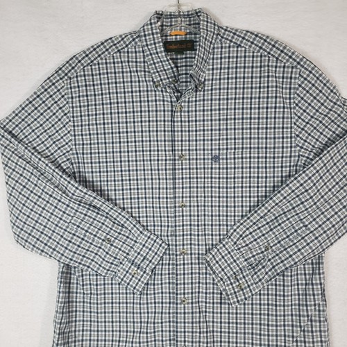 Timberland Mens Dress Shirt L Large Blue Plaid Pocket Button Up Long Sleeve - Picture 2 of 10