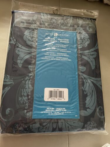 New Inter Design Blue Damask Print, Easy Care Fabric Shower Curtain 72 x 72" - Picture 2 of 2