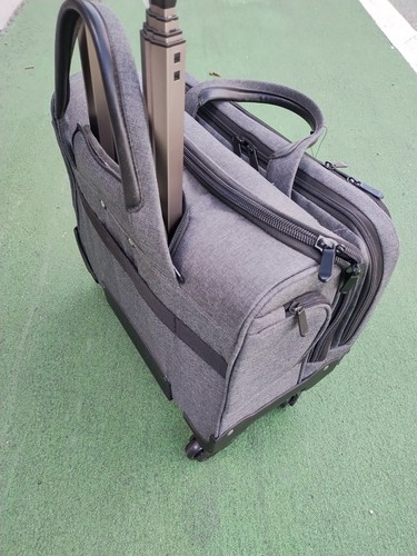 Computer Bag 4 Wheels Spinner Canvas Material Waterproof Extra Lightweight Gray - 第 3/6 張圖片