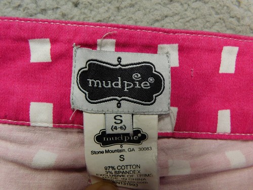 MUD PIE SERENA SCALLOPED BOTTOM PINK WHITE SIDE ZIPE SHORTS NEW SIZE S 4-6 - Picture 3 of 7
