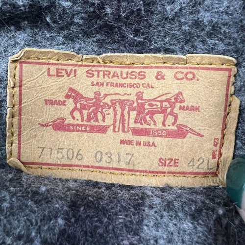 Vtg Levis Jean Jacket Mens 42 Long Wool Flanned Lined Type 3 Trucker Denim USA - Picture 7 of 19
