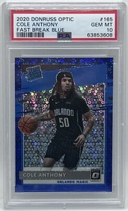 2020 Panini Donruss Optic #165 Cole Anthony Fast Break - Blue /50 RC PSA 10