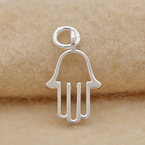 Sterlingsilber Glänzend Einfach Ausschnitt Hamsa Hand Der Fatima Anhänger Charm - Bild 3 von 10