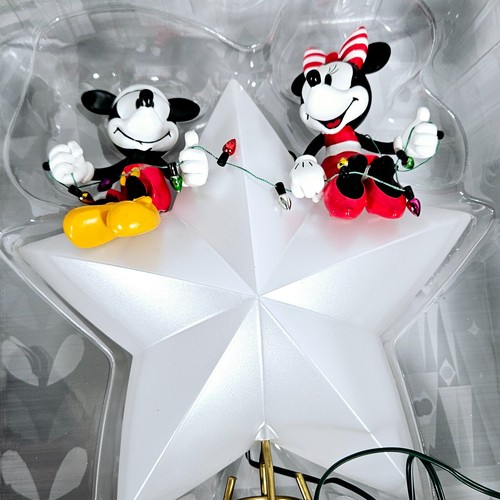 Disney Store Mickey and Minnie Mouse Light-Up Tree Topper Star with Box Preloved - Picture 7 of 22