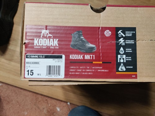 Kodiak Work Boots MKT1 Composit Toe Size 15 W Black Weatherproof NEW - Picture 7 of 11