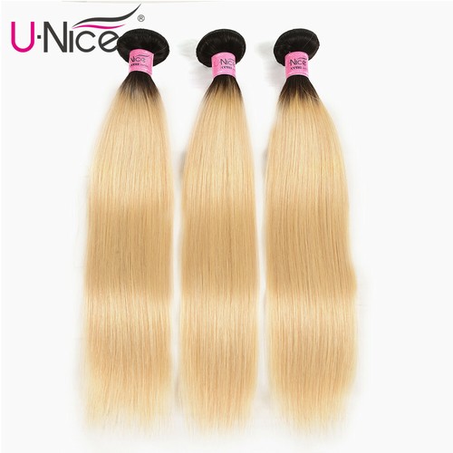UNice Peruvian Ombre Honey Blonde Straight Bundles Human Hair Weaves Extensoins - Picture 2 of 14