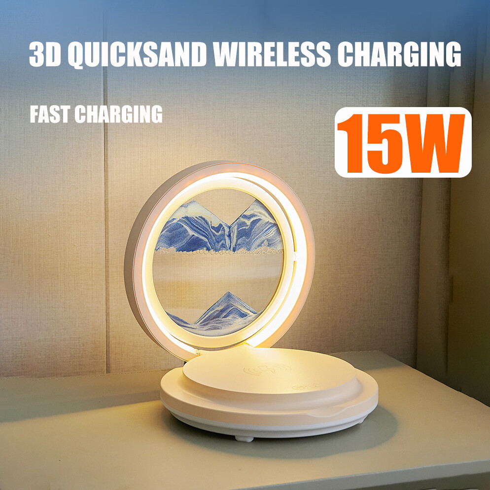 3D Sand Painting Wireless Fast Charger Charging Pad Dock With Bluetooth Speaker
