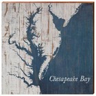 Chesapeake Bay Map Art Printed On Real Wood MCHE12-18" x 18"