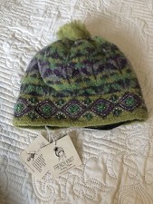 French Knot Pom Pom Beanie Beaded Hand Made In Nepal. Wool Blend. New With Tags.