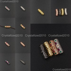 Zircon-Gemstone-Pave-Tube-Bar-Spacer-Bracelet-Connector-Charm-Beads-6mm-x-19mm