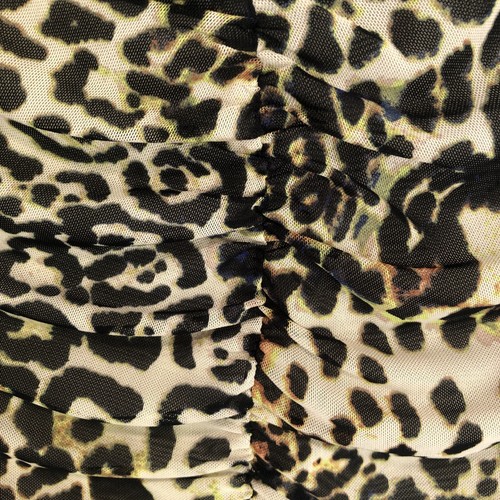 AFRM Jolie Ruched Funnel Neck Leopard Sleeveless Brown Cream XXS Nordstrom’s Top - Picture 11 of 15
