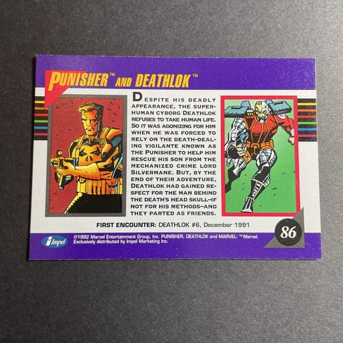 Tarjeta coleccionable Impel Marvel Universe 1992 #86 Punisher and Deathlok - Imagen 2 de 2