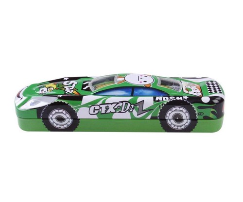 Fast Car Shaped Metal School Pencil 2 In 1 Tin Case Office Novelty Funny - Picture 15 of 17