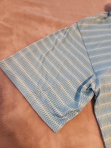 Tiger Woods DriFit mens polo golf shirt LARGE Green wavy stripe - Picture 3 of 6