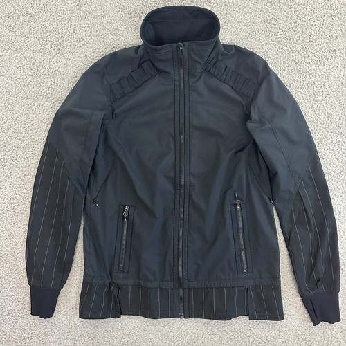 Lululemon Jacket Womens 6 Black Mock Neck Ruffled Windbreaker Full Zip - Picture 11 of 20