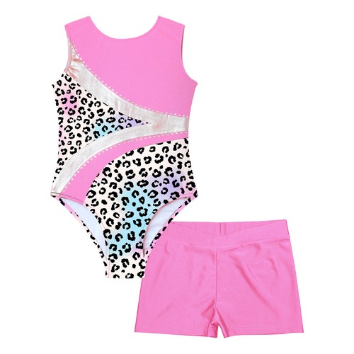 Girls Sleeveless Ballet Dance Gymnastic Leotard and Shorts 2-Piece Set AU - Picture 27 of 52