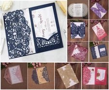 25/50/100pcs Personalized Laser Cut Printing Wedding Invitation Cards Cover Sets