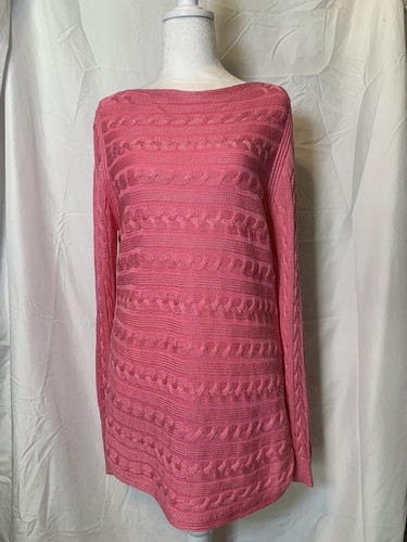Lauren Ralph Lauren Sweater XL  Womens Pink Boat Neck Pullover Cable Knit (W105) - Picture 1 of 7