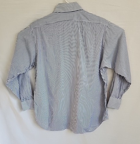 Tom James Custom Made Tailored Shirt USA XL Blue White Stripe, NWOT - Picture 3 of 3