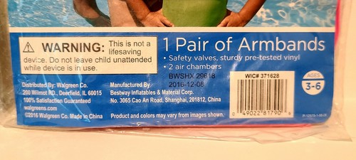 Kids Swimming Aid Arm Bands Pool Neon Pink and Yellow 10 in x 6 in Lot of 2 - Picture 5 of 6