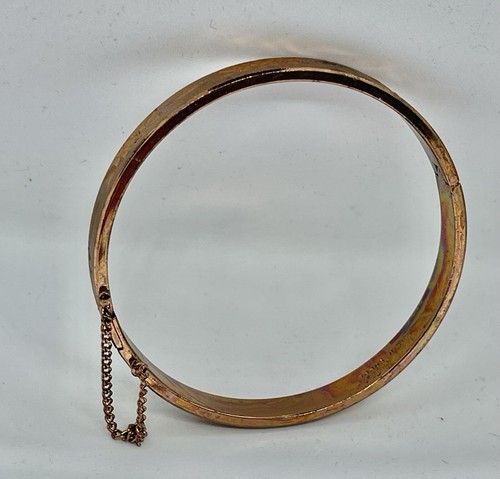 "Brazalete de cadena de seguridad vintage MCM cobre corte diamante flor bisagras 7 1/4""" - Imagen 5 de 7