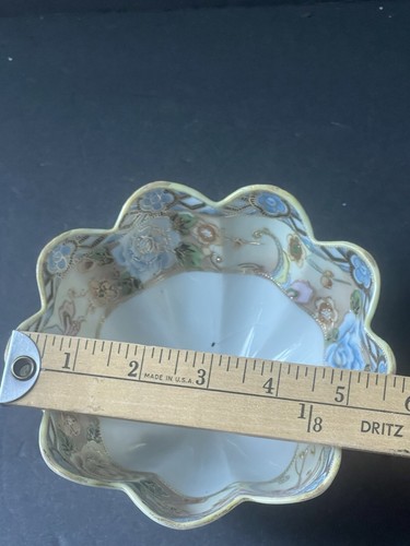Vintage Nipon Footed Trinket Dish Bowl Moriage Porcelain Handcrafted Asian - Picture 7 of 9