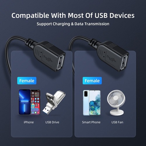 USB Y Splitter Kabel USB 2.0 A Stecker Dual Buchse schwarz Datenladung - Bild 4 von 10