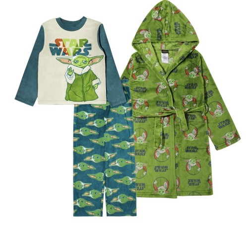 Star Wars Boy size 4 Plush Hooded Green Robe and Pajamas (Disney Fleece PJs) NEW - Picture 1 of 4