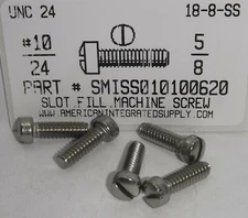 #10-24x5/8 Fillister Head Slotted Machine Screws 18-8 Stainless steel (300)