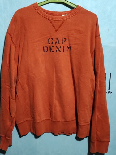 Vintage Gap Denim Men L Orange  Long Sleeve Preppy Pullover Crew Neck Casual. - Picture 1 of 10