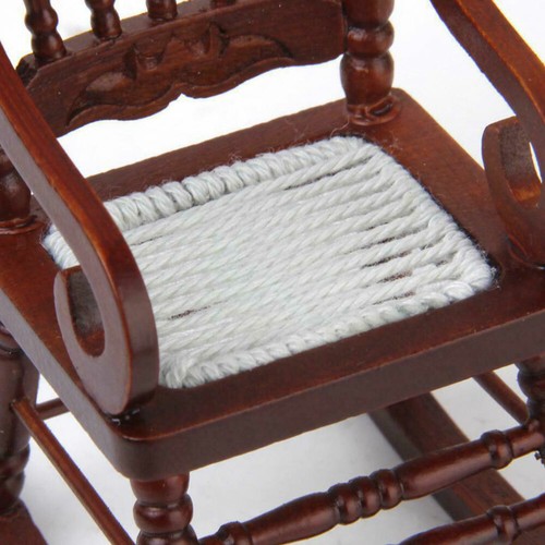 Doll 1:12 Rocking Chair Wooden Mini Lovely Pretended Toy For Kids Children Girls - Picture 9 of 12