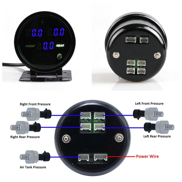 60mm Car Motorcycle Air Pressure Gauge＋5Pcs 1/8NPT Electrical Pressure