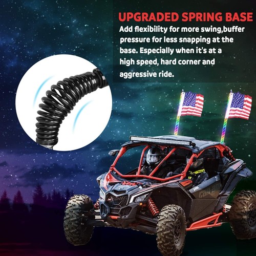 2PCS Black LED Whip Light Spring Base Mount Heavy Duty For Can am Kawasaki Honda - Foto 5 di 12