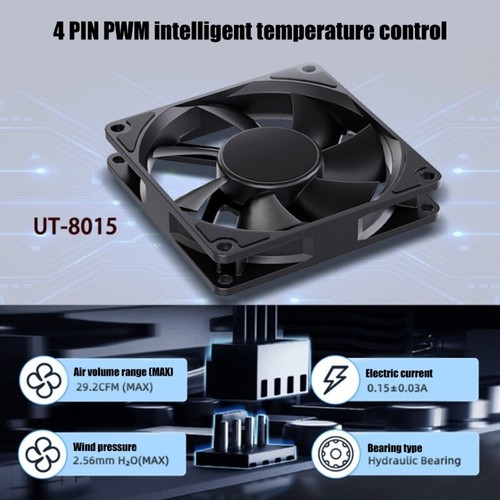 Ventilateur CPU Efficace 80mm UT8015 avec Réduction des Chocs et PWM Intelligent - Photo 4/8