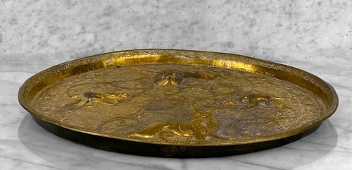 Antique Traditional Hindu Middle Eastern Brass Lion Motif Hanging Serving Plate - Picture 3 of 10