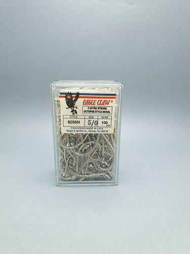 1pack Eagle Claw 6056N 2X Fishing Hook Octopus Nickel 100pcs Choose Size - Picture 28 of 56