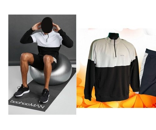 Bohoo MAN Active 1/4 Zip Short set in Black&White RRP£29.99 - Picture 5 of 5