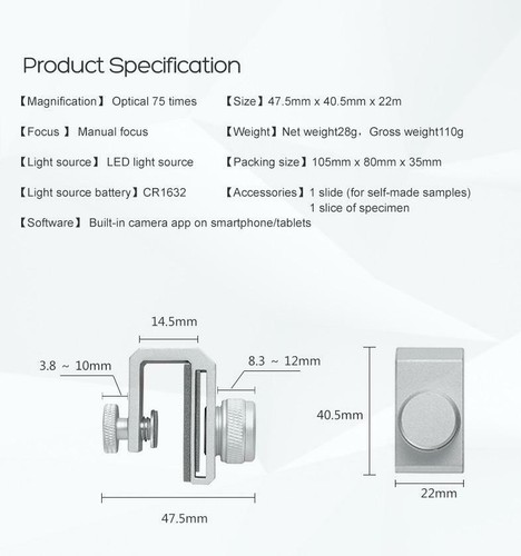 Supereyes Smartphone Compound Microscope Camera Adapter for iPhone and Android - Picture 9 of 12