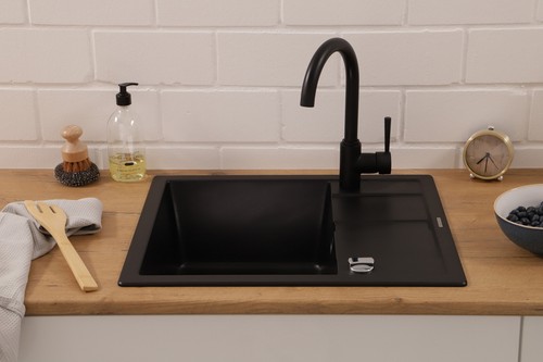 Küchenspüle Einbauspüle Granit Spülbecken Spüle 58x50 Schwarz Respekta Nashville - Bild 2 von 9