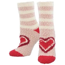 Socksmith Women's Warm & Cozy Crew Socks Fuzzy Heart and Soles Novelty Footwear