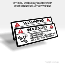 2x Car GPS Tracker Warning 4" | Safety Window Warning Sticker