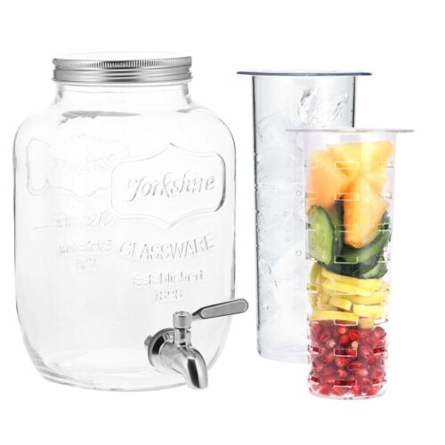 Navaris Beverage Dispenser with Spigot - 1 Gallon (4 L) Glass Drink Jar with Fru