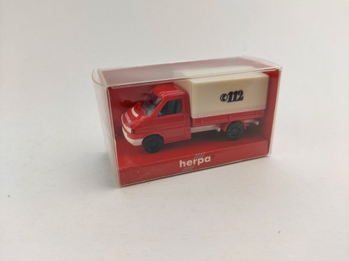 Herpa Collectors Model 1/87 H0 42369 VW T4 Flatbed Tarpaulin "Fire Brigade 112" - Picture 1 of 5