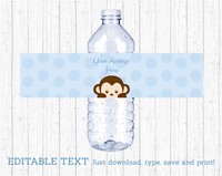Mod Pop Monkey Blue Water Bottle Labels Printable Editable Pdf Mod Pop Monkey Blue Water Bottle Labels Printable Editable Pdf